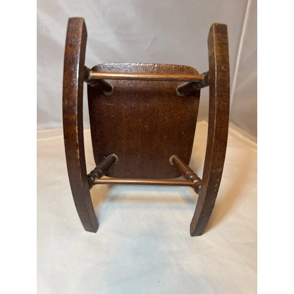 VTG Wooden Tiny Rocking Chair‎ Pin Cushion Needles Sewing Doll Barbie